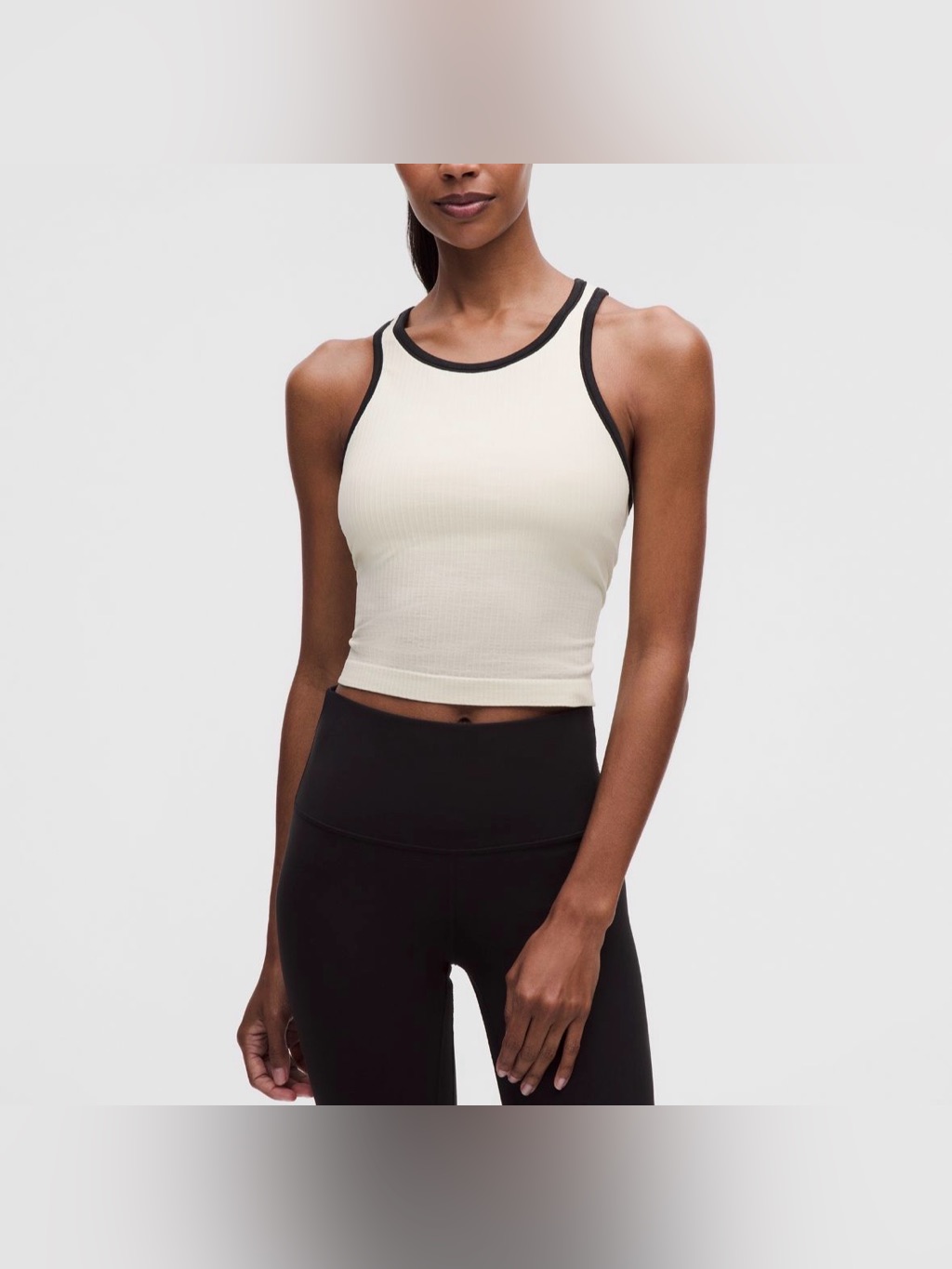 Lululemon Ebb Street Cropped Racerback Tank *Contrast Ivory/Black Size 10 Nwt